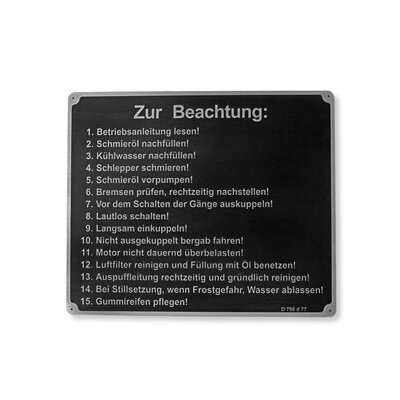 Placa de instrucciones en alemn