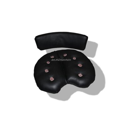 Ensemble coussin dassise et dossier, cuir vritable, noir