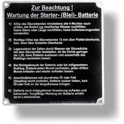 Bedienungsschild fr Batterie