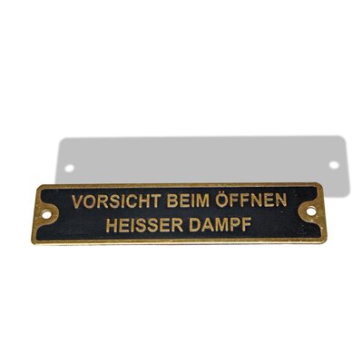 Sign german (Caution when opening hot steam)