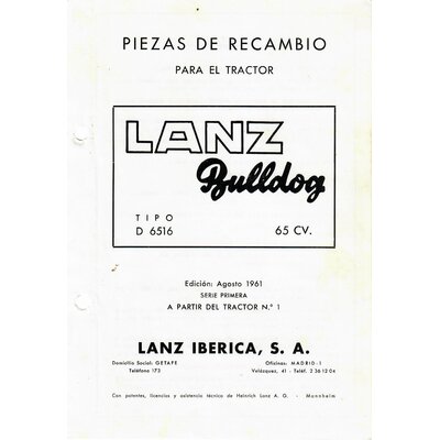 Spare parts list D6516 Spanish edition