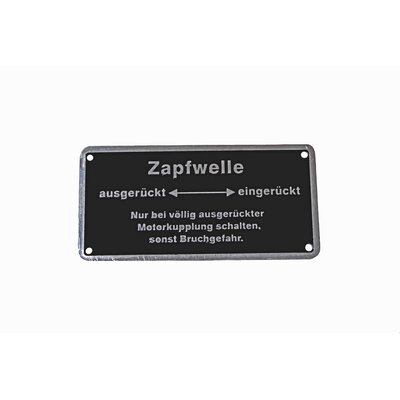Schild fr Zapfwellenschaltung Aus/Ein, Aluminium
