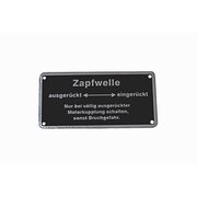 Schild fr Zapfwellenschaltung Aus/Ein, Aluminium