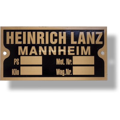 Plate (with engine number, weight and power specification)