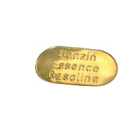 Sign Benzin, older reproduction, slight traces of storage