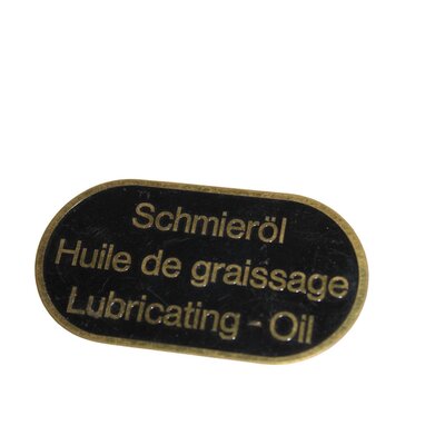 Tank label Lubricating oil, slight traces of storage