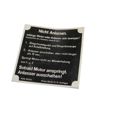 Do not start sign, approx. 74x74mm