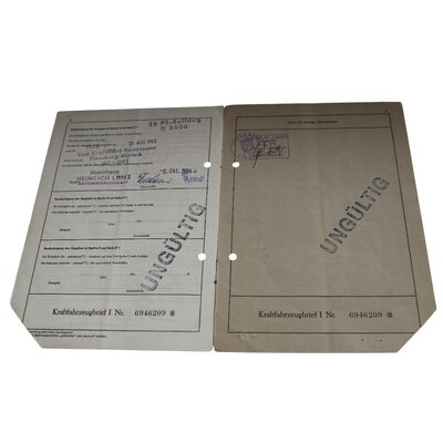 Vehicle registration document d3606, No. 660525