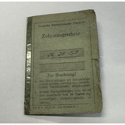 Zulassungsschein Lanz Nr. 184316