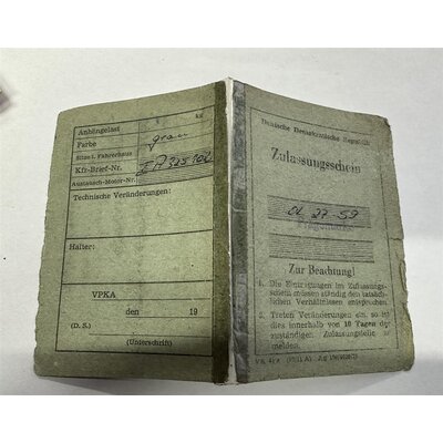 Zulassungsschein Lanz Nr. 184316