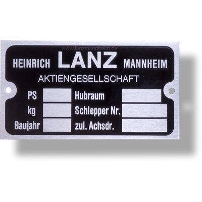 Company plate, type plate (aluminium, pre-war), 6 fields