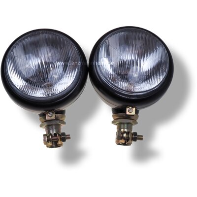 Headlight compl. (Bilux, Hella 130 ) from Bulldog No. 647039, black painted lens frame