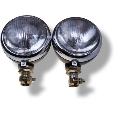 Faro completo (Bilux, Hella 130 ) de Bulldog No. 647039, marco de lente cromado