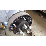 Foot brake system: Riveting on brake pads foot brake