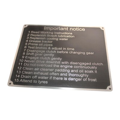 Important notice! engl., Alu