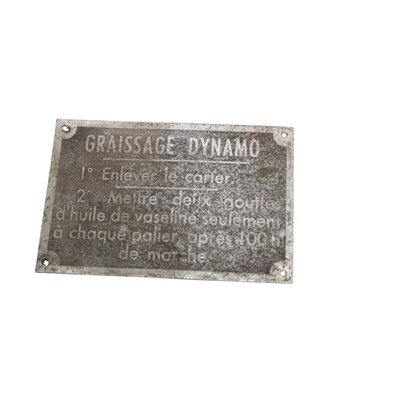 Schild Graissage Dynamo