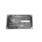 Schild Blockhyraulik, Typenschild