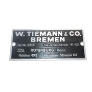 H�ndlerschild W. Tiemann & Co. Bremen, 135x60mm