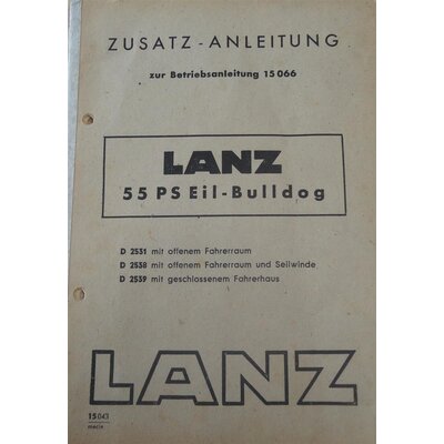 Mode demploi supplmentaire Lanz Bulldog HR9 D2531