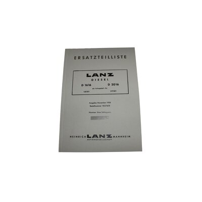 Spare parts list Diesel D1616 and D2016, 1958