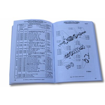 Spare parts list Diesel D1616 and D2016, 1958