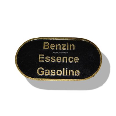 Schild (Benzin) Messing/schwarz