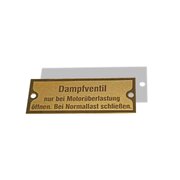 Schild (mit Vorschrift ber die Handhabung des Dampfventils)