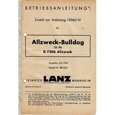 Betriebsanleitung Zusatz zur Anleitung 15066/IV